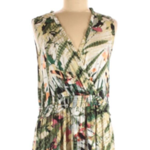 Spense green tan abstract print maxi Dress Size L - LARGE - Picture 6 of 11